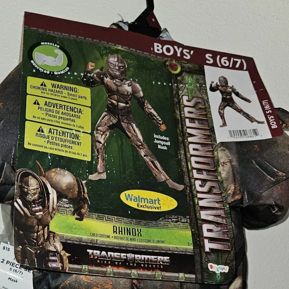 NWT Rhinox Transformers Halloween Costume Rise of Beasts Boys Small 6/7